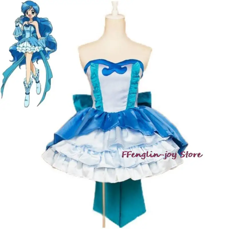 Anime Melody Pichi Pitch Hanon Hosho Cosplay Costume Wig Sexy Woman Blue Dress Halloween Carnival Party Role Play Disguise Suit