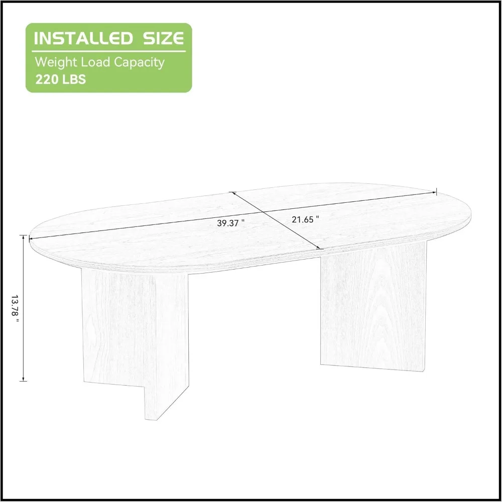 W39.37 Table basse ovale pour salon maison moderne avec pieds de Table basse Design Table centrale d'appoint en bois milieu du siècle Minimali