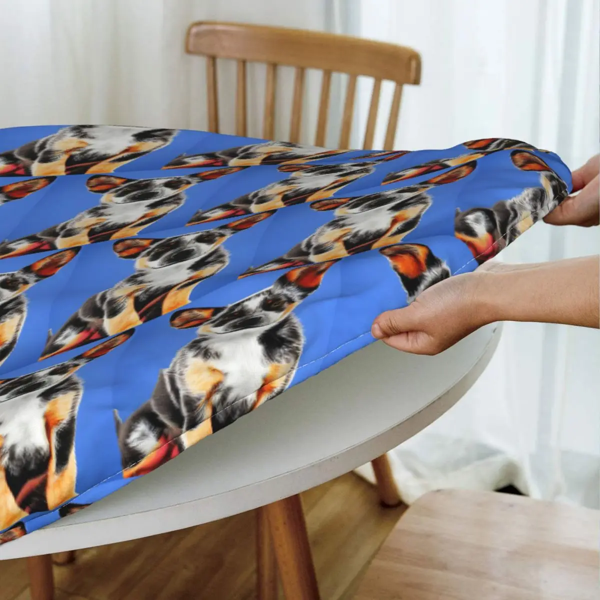 Cute Australian Cattle Dog Puppy Waterproof Round Tablecloth Oilproof Table Cloth for Kitchen Events Dining Table Cover