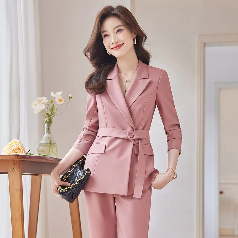 

Autumn Winter High Quality Fabric Business Suits for Women Work Wear Formal Professional Pantsuits with Pants and Jackets Coat