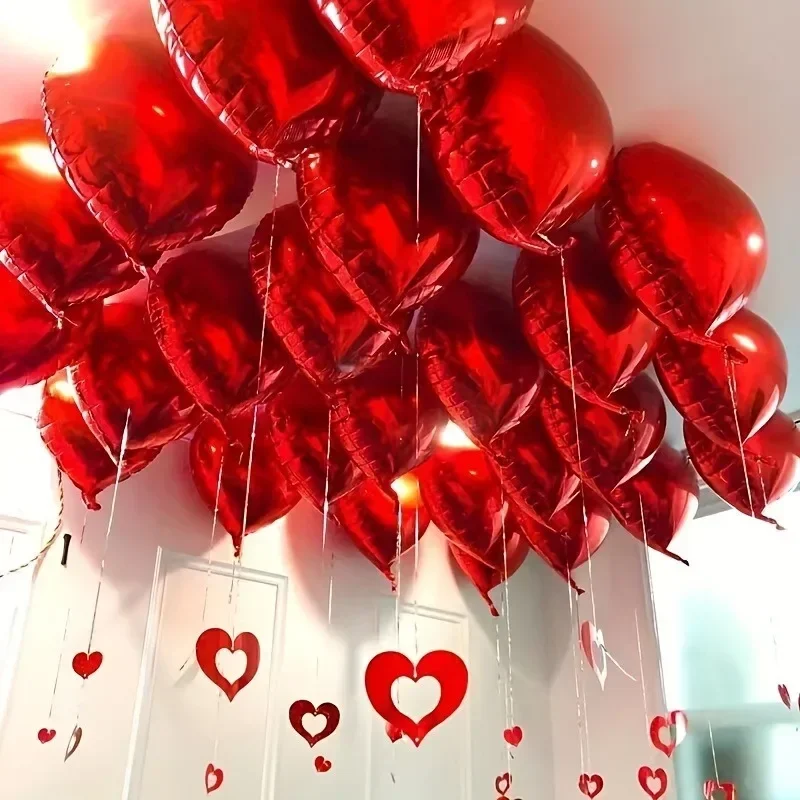 5-100PCS Red Love Foil Balloons 18inch Heart Shape Inflatable Helium Balloon For Valentine's Day Wedding Party Decoration Gifts