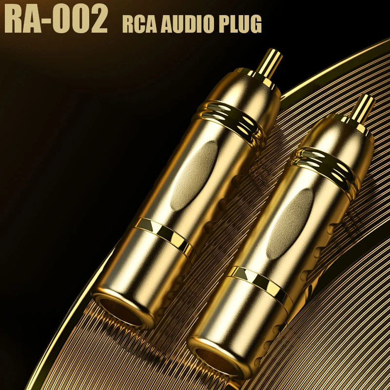 RA-002 Phosphor Copper Gold Plated RCA Lotus Audio Cable Fine Carving Self-locking Soldering Plug Coaxial Signal Connector