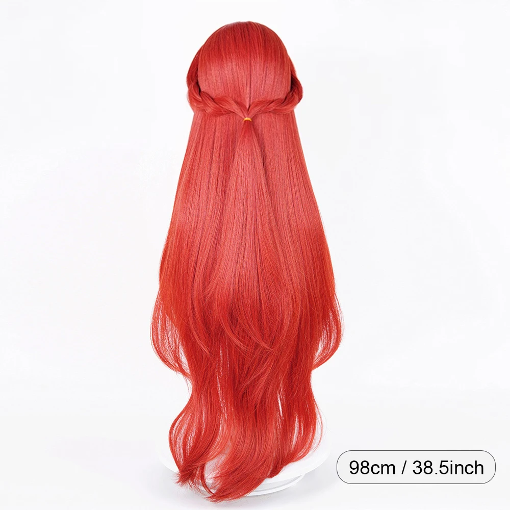 Honkai Star Rail Tribios Wig Long Straight Synthetic Red Fluffy Game Cosplay Heat Resistant Wig for Daily Party