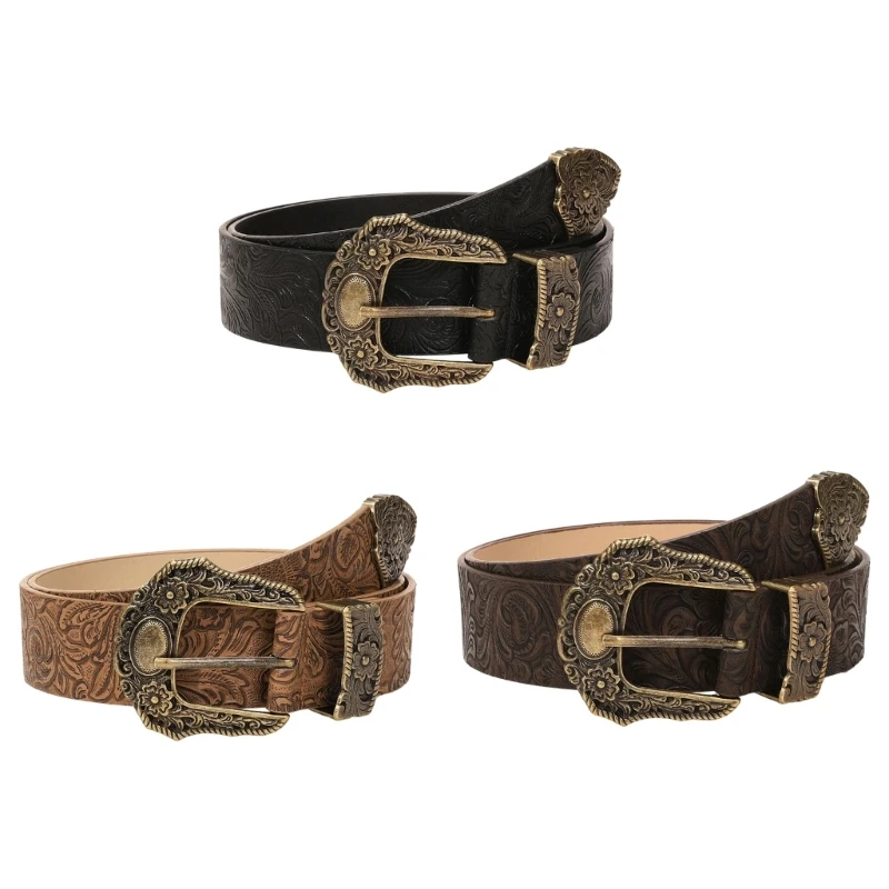 Adjustable Retro Belt Girdle for Family Sharing Feature Soft PU and Alloyed Clasp Women and Youth Waistband 10CD