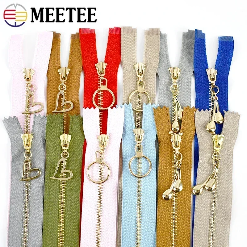 2 pezzi 3 # Meetee Chiusure con cerniera in metallo 15-60 cm Cerniere per cucire Borsa Zip con estremità chiusa per vestiti Kit di riparazione con