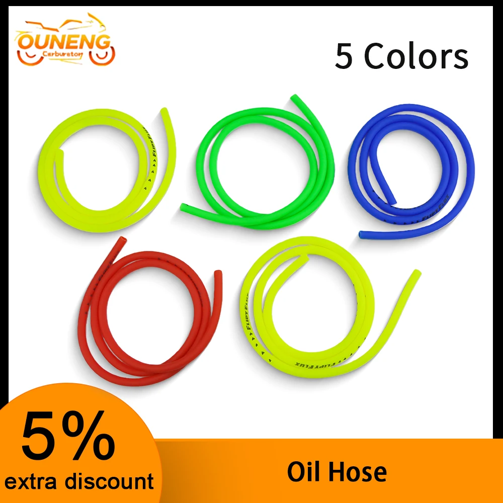 Universal 1M 5-Color Rubber Motorcycle Petrol Fuel Line Hose, Petrol Gas Oil Pipe for Motorcycle ATV Scooter Dirt Bike