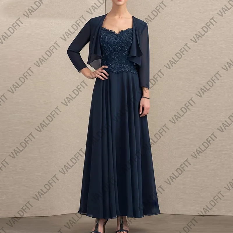 

Customized Ankle Length Navy Blue Mother of the Bride Dresses Wedding Party Dress Robes Invitee Mariage Formal Occasion Dress
