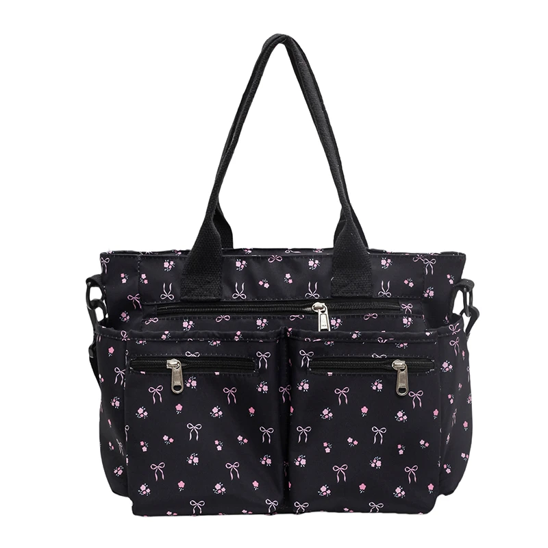 

Women Slouchy Tote Handbag Adjustable Strap Daily Commuting Bag Multi-pockets Fashion Shoulder Bag Embroidery Love Work Bag