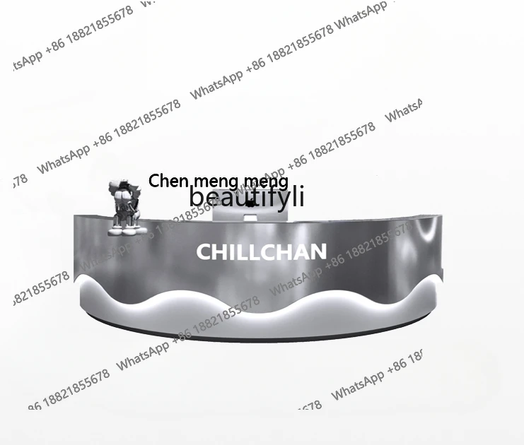 Simple Modern Stainless Steel Cashier Clothing Store Billiard Hall Arc Bar Counter Bar Front Desk Reception