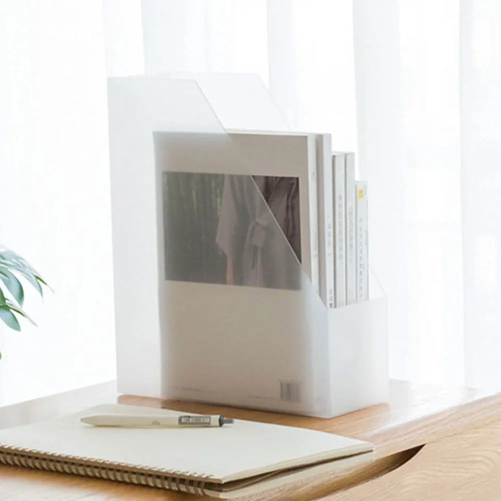 

2pcs Plastic File Rack Thickened Document Organizer Desktop Storage Shelf for Office Vertical Bookshelf Files Holder