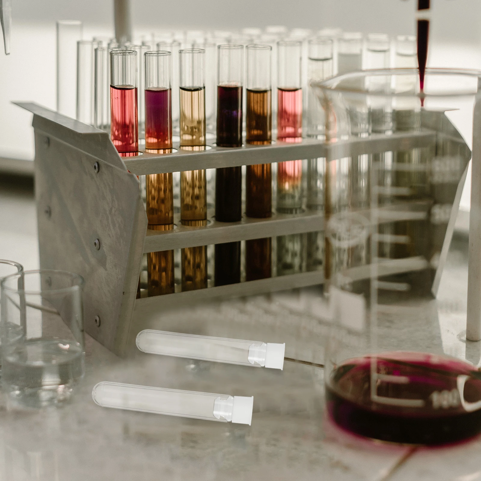 

100Pcs Plastic Clear Test Tubes Leak Proof Screw Cap Durable Eco Friendly for Creative Crafts Liquid Storage