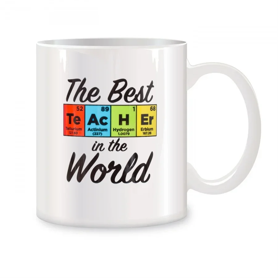 The Best Teacher In The World Mugs For Periodic Table Science Teacher Birthday Novelty Coffee Ceramic Tea Cups White 11 oz