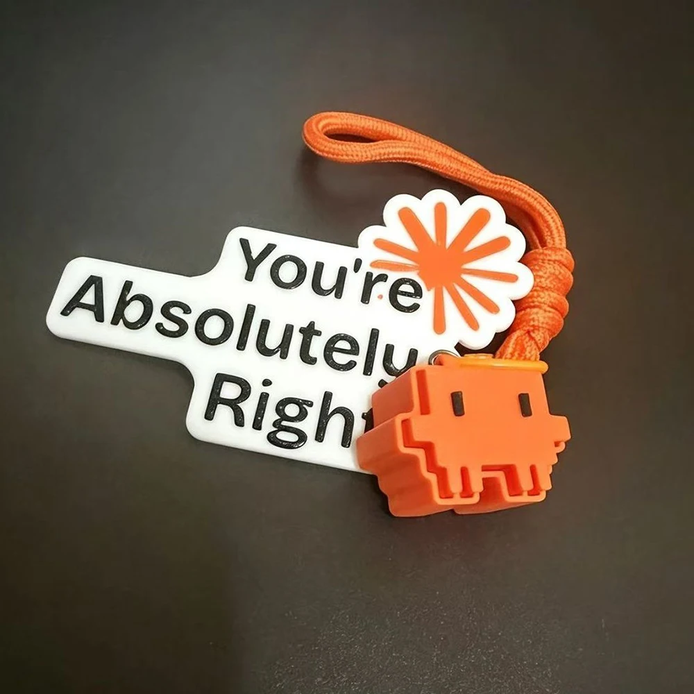 AI Claude Code Cosplay Keychain You're Absolutely Right Pixel Style 3D Printed Pendant Keyring Bag Charm Accessory Party Decor P