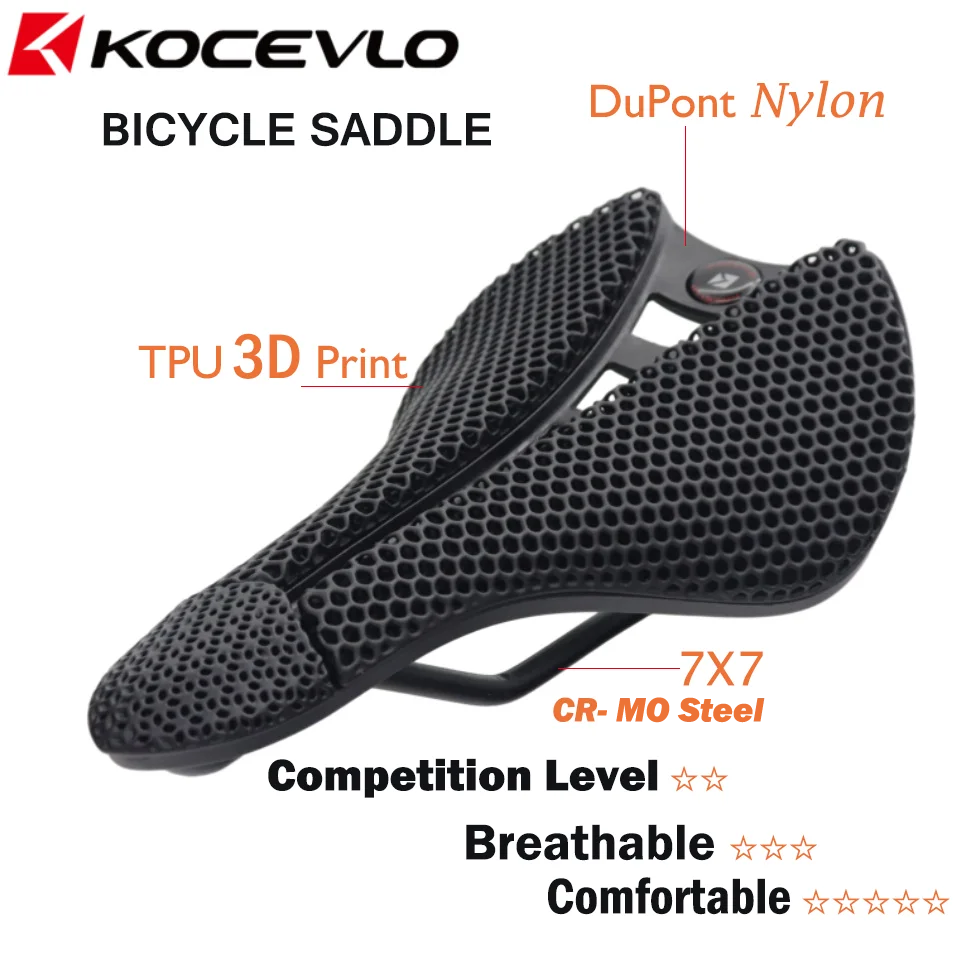 

KOCEVLO Official 3D Printed Bike Saddle TPU + Nylon 7x7 Comfortable Breathable MTB Mountain Road Bicycle Seat Bike Accessories