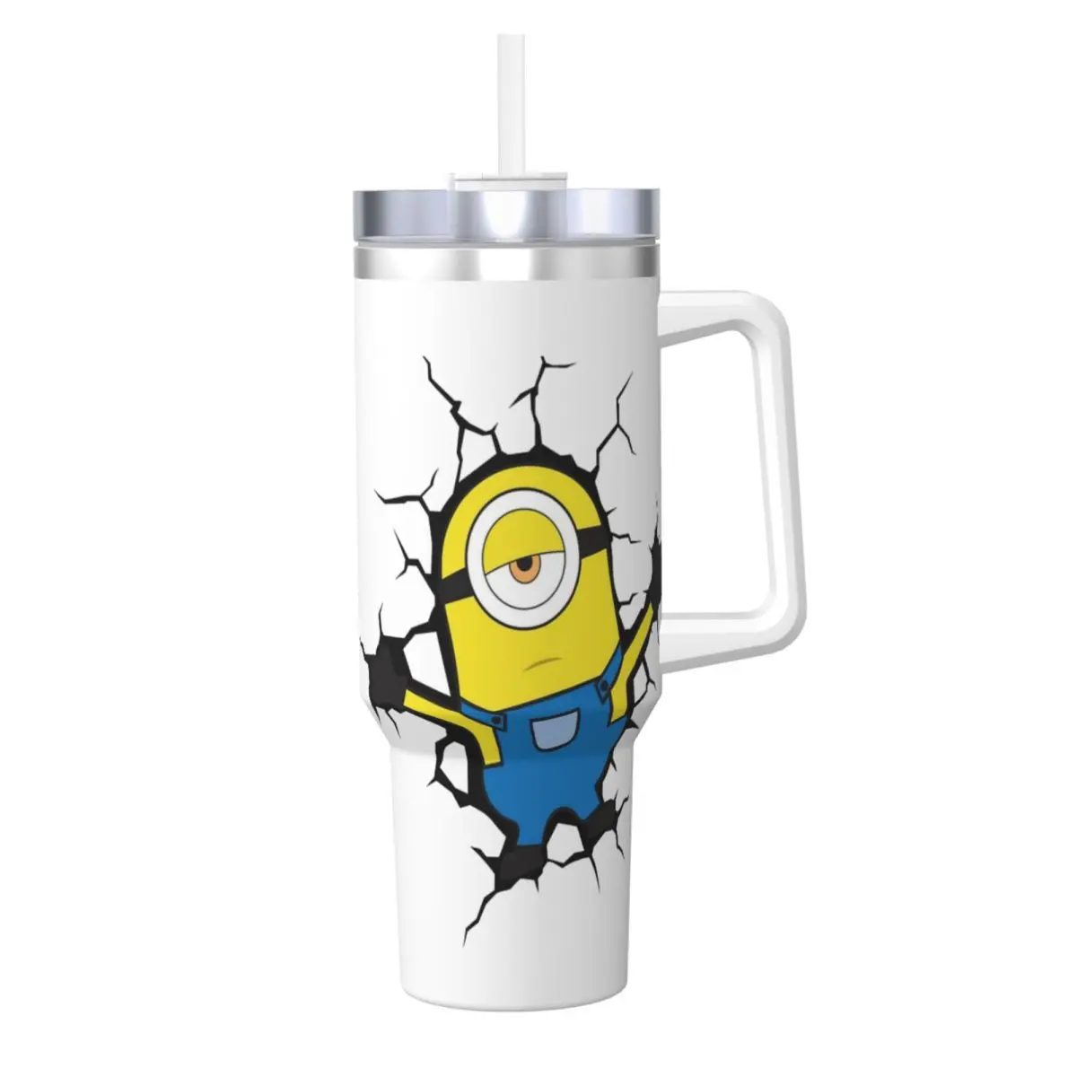 M-Minions Stainless Steel Tumbler Broke The Wall Camping Thermal Mug With Straws and Lid Mugs Cup Cold and Hot Water Bottle