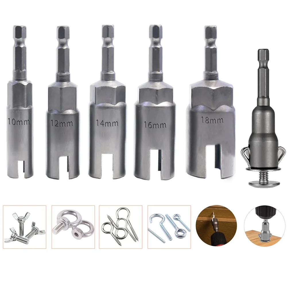 65mm 80mm 1/4” Hex Shank Wing Nut Driver Set Slot Wing Nuts Drill Bit Socket Wrenches Powerful Socket Inner Hexagonal Wrench
