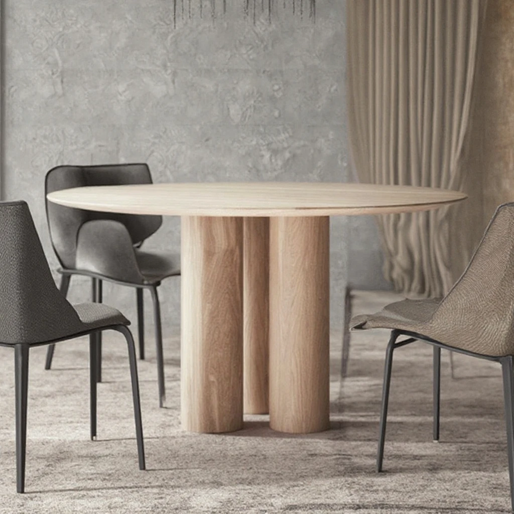Top Solid Wood Dining Table Luxury Dining Set Unique Round Shape 4 Seater Wooden Free Sample Cheap Classic Dining Room Modern
