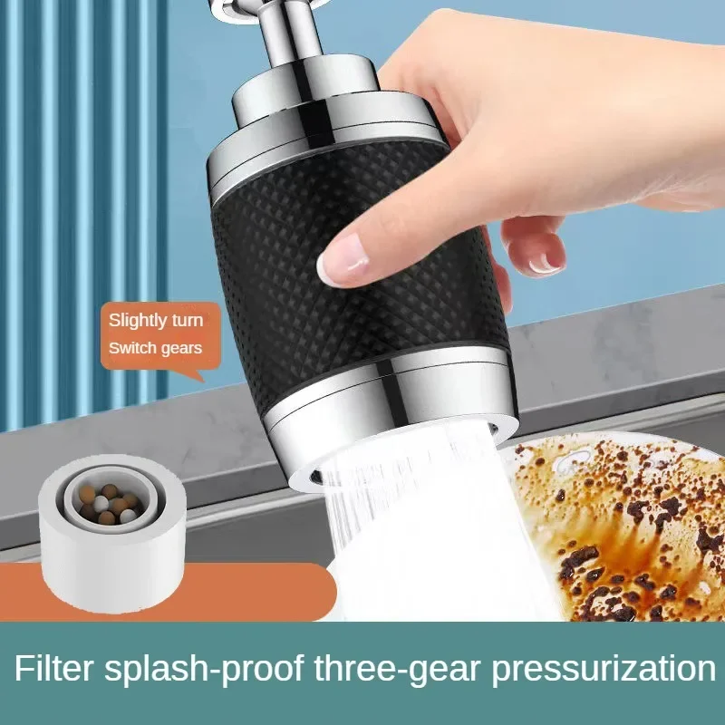 New Metal Kitchen Faucet Aerator Universal Rotation 3 Modes Sprayer Filter Diffuser Water Saving Nozzle Anti-splash Tap Extender