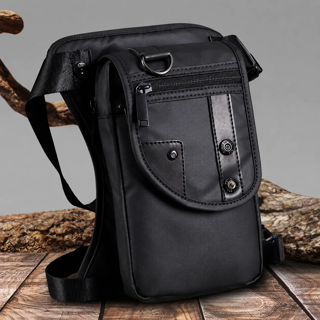 Motorcycle Leg Bag for Men, Water-Resistant Multi-Pocket Thigh Waist Pack, Crossbody Hip Pouch for Riding Travel Hiking