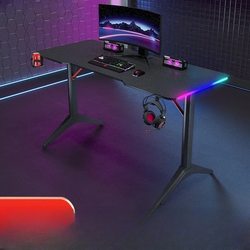 Carbon fiber e-sports table, home office luminous Internet cafe computer game table desktop