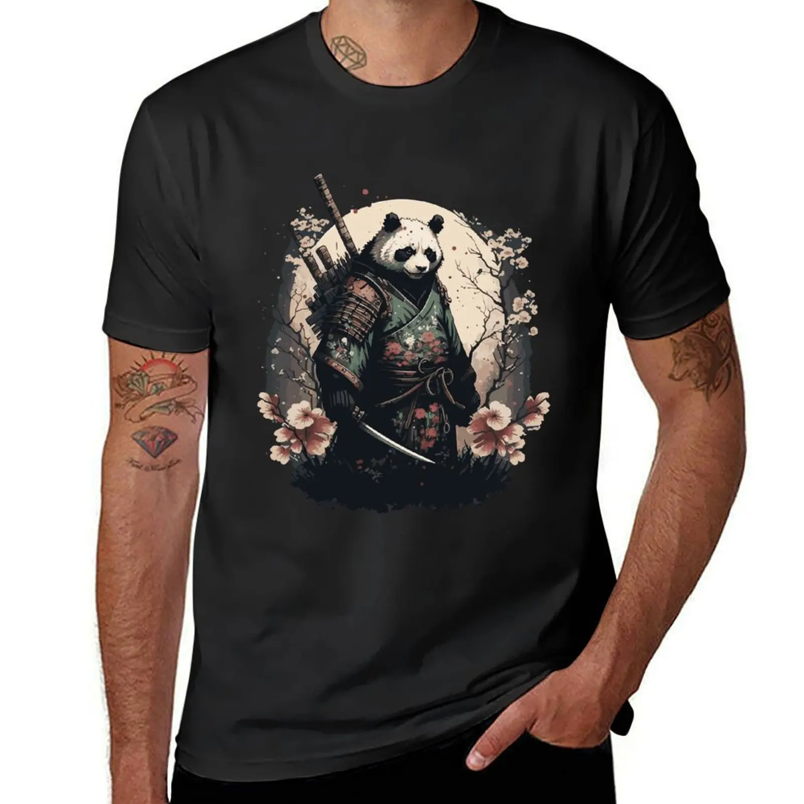 Samurai panda bear T-Shirt quick drying customs Men's t-shirts