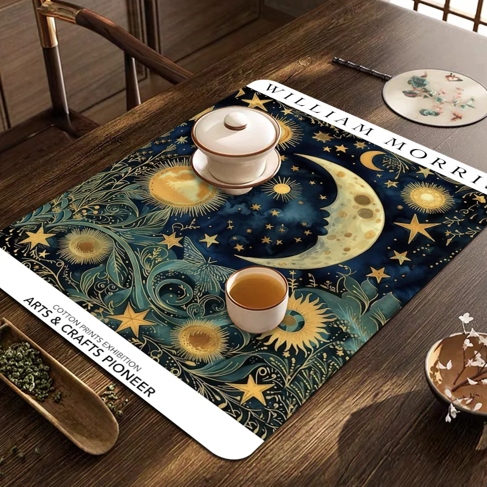 William Morris Exhibition Butterfly Moon & Stars Exquisite Kitchen Drain Pad Super Absorbent Dinnerware Placemat Desktop Decor