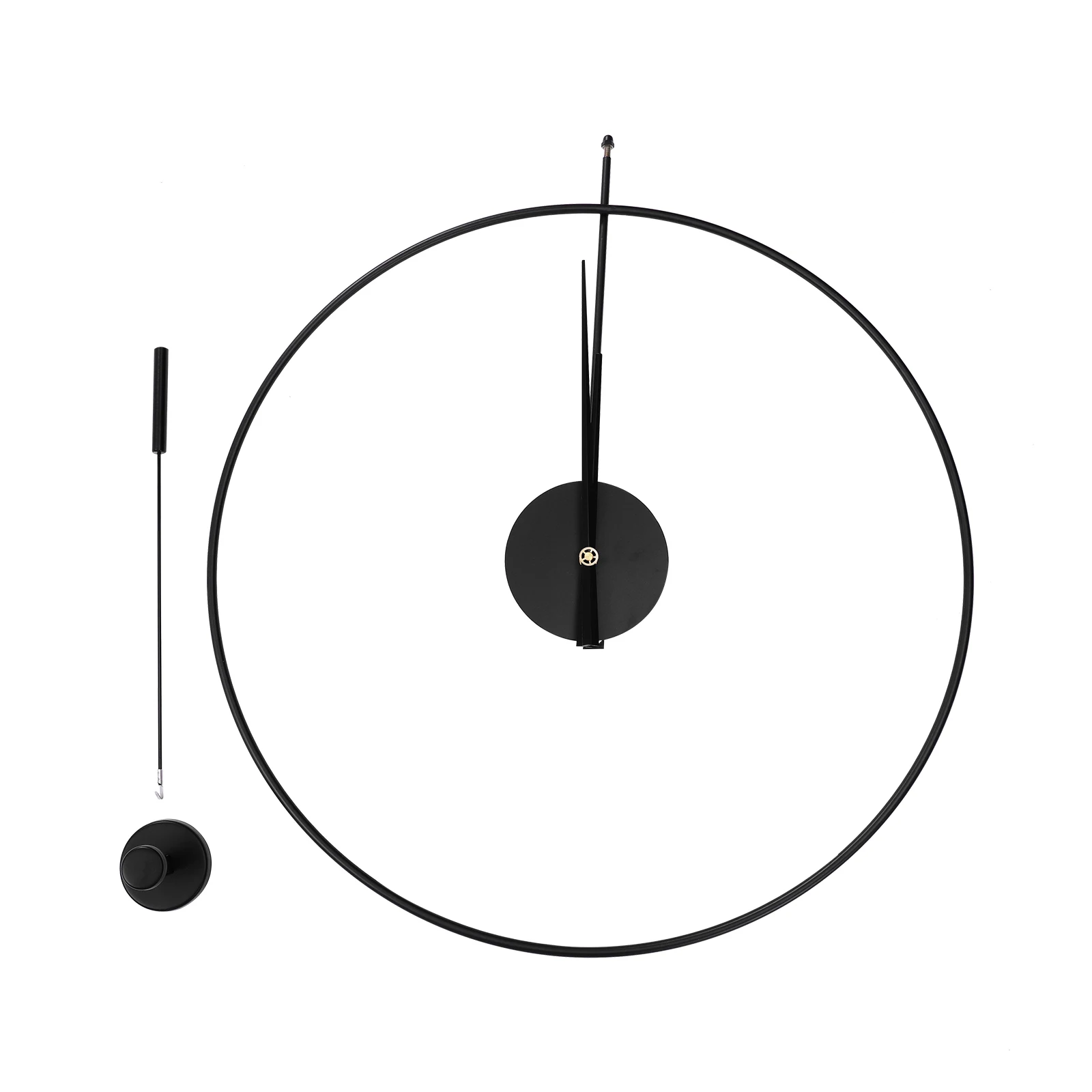 Modern Silent Round Wall Clock with Pendulum