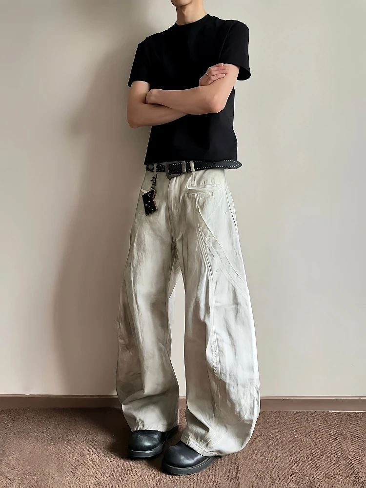 

Seenlt 2025 New American Retro Waed out Jeans Lazy Falling Wide Leg Casual Knife Pants Youth Wear Autumn Leisure Straight Cut