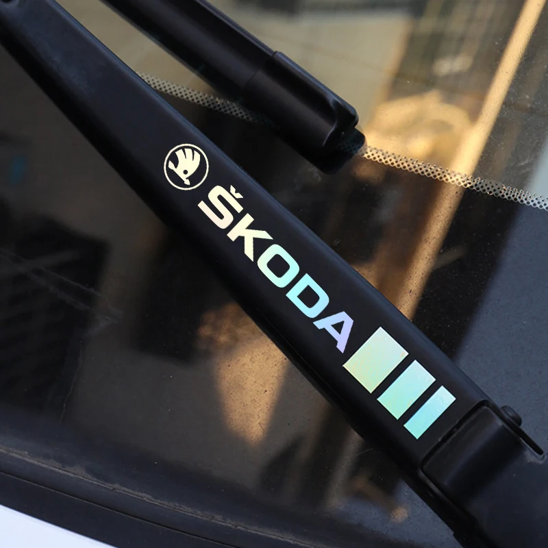 

4 pcs car accessories laser car wiper reflective stickers for Skoda Kodiaq Octavia 3 2 a5 a7 Rapid Karoq Yeti Fabia