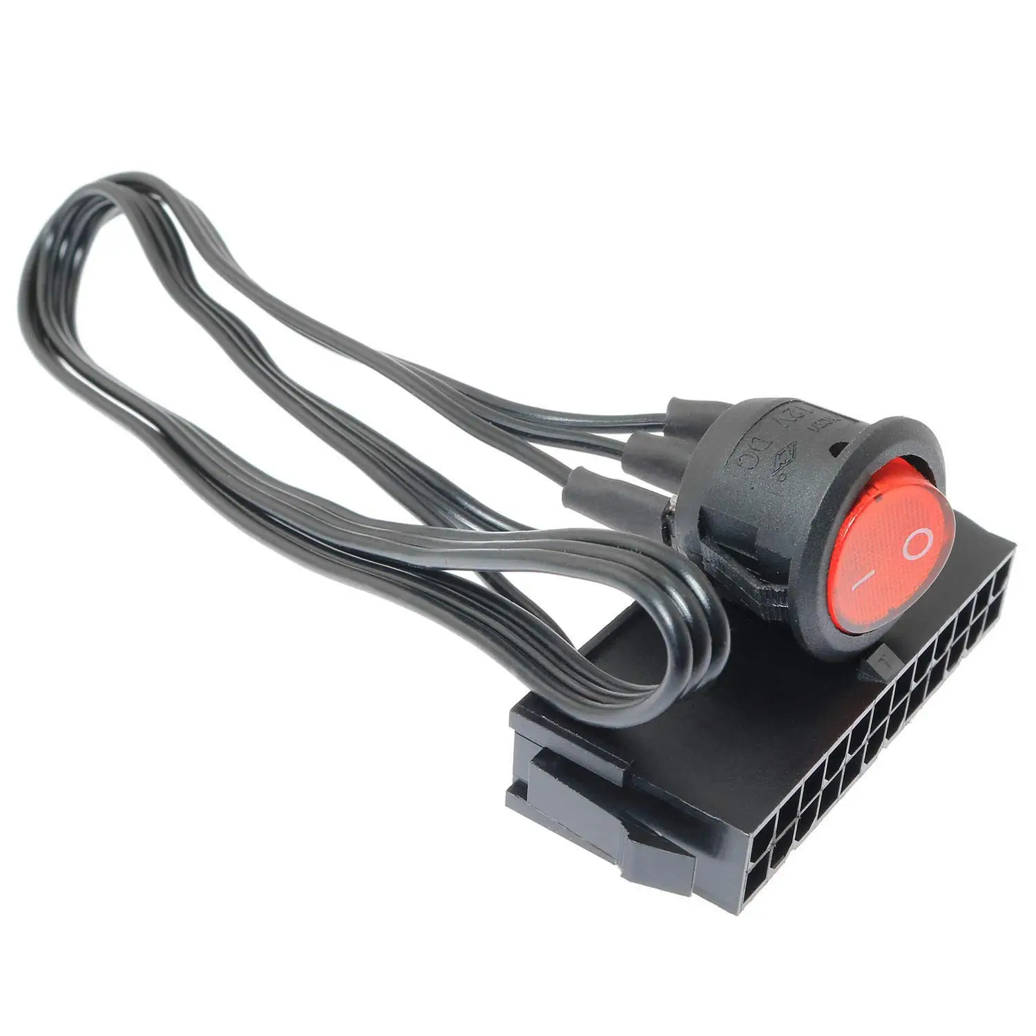 57cm Cable Copper Tin Wire 24-Pin Female ATX PSU PC Power Supply Starter Tester Start Up Jumper with ON/OFF Switch
