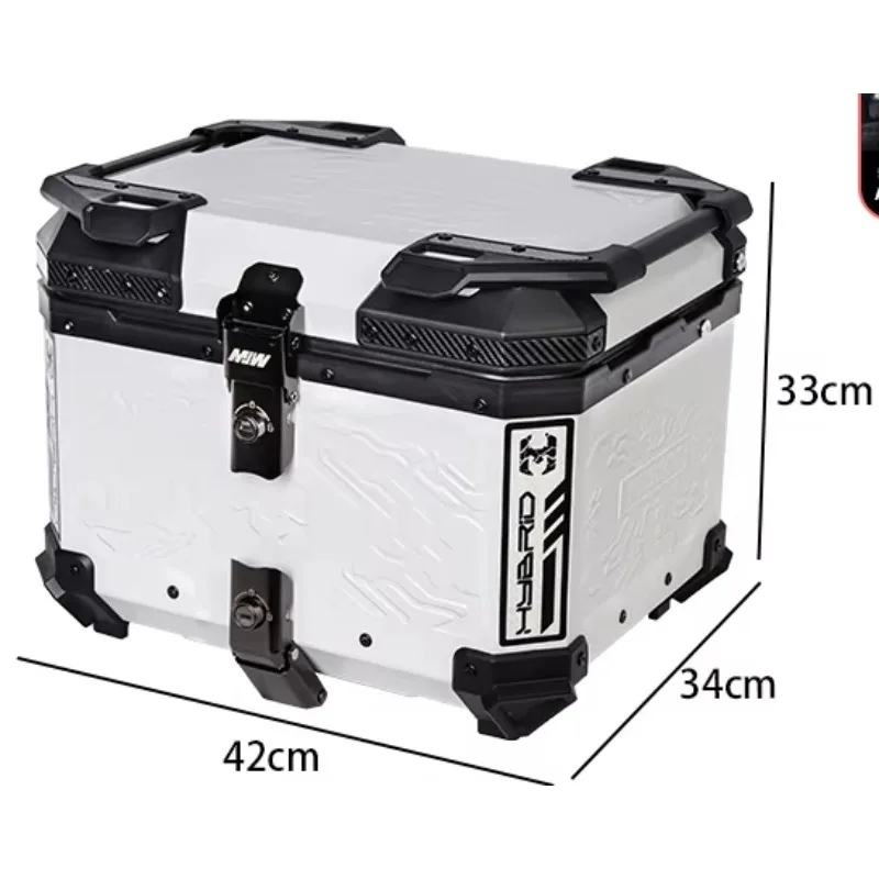 STLF هونغباو تنقش 45L BMVV دراجة نارية مربع خلفي الأنود الفضة دائم مقاوم للماء سبائك الألومنيوم الخلفية تصنيع الصفائح المعدنية