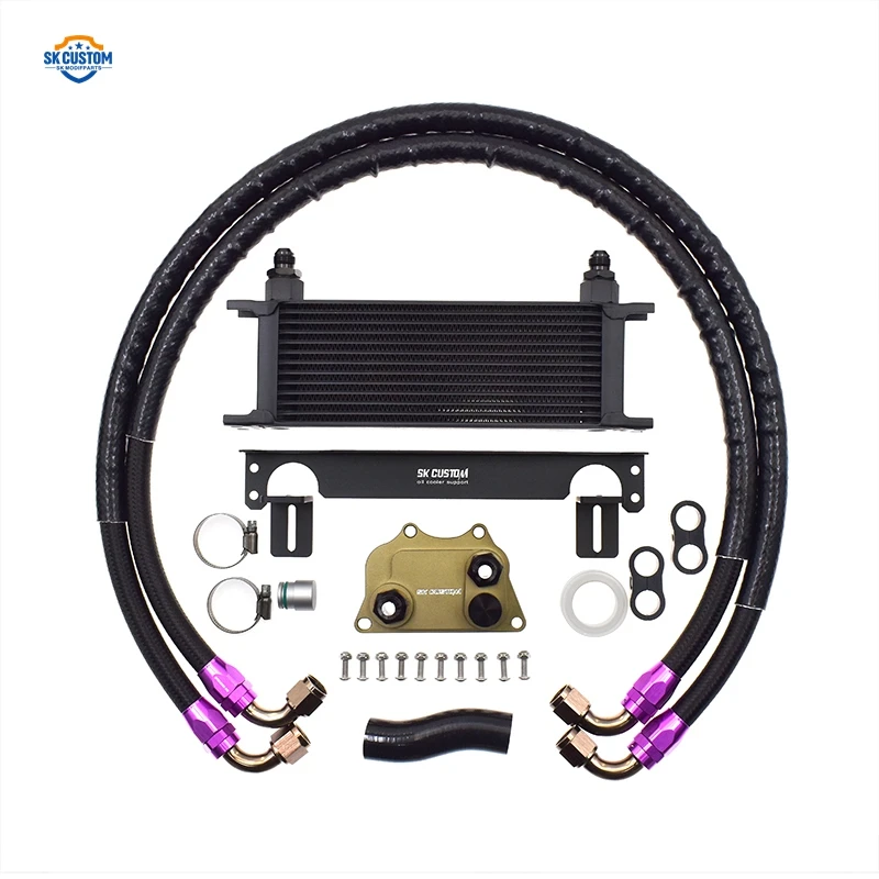 

SK CUSTOM 13 Rows Aluminum Oil Cooler MK5 MK6 Oil Cooler Kit for EA888 Gen2 Engine