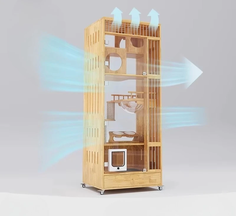 

اقفاص قطط Cat villa does not occupy an area of solid wood cat cage, small apartment toilet integrated cat house