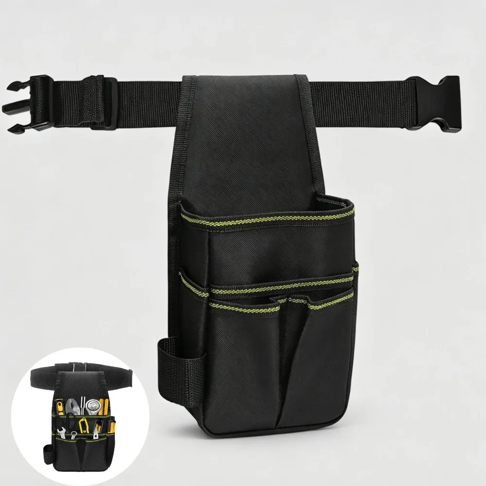 Portable Tool Waist Bag Heavy‑Duty Oxford Cloth Tool Bag Adjustable Belt Waist Pack Hardware Repair Tool Storage Organizer