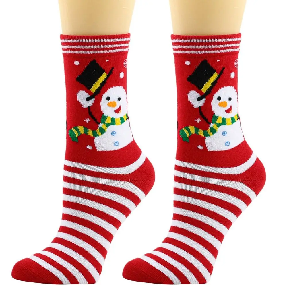 Novelty Christmas Socks Mid-tube Socks Thickness Snowman Stockings Cotton Knit Man Woman Lady Xmas Funny Socks Unisex