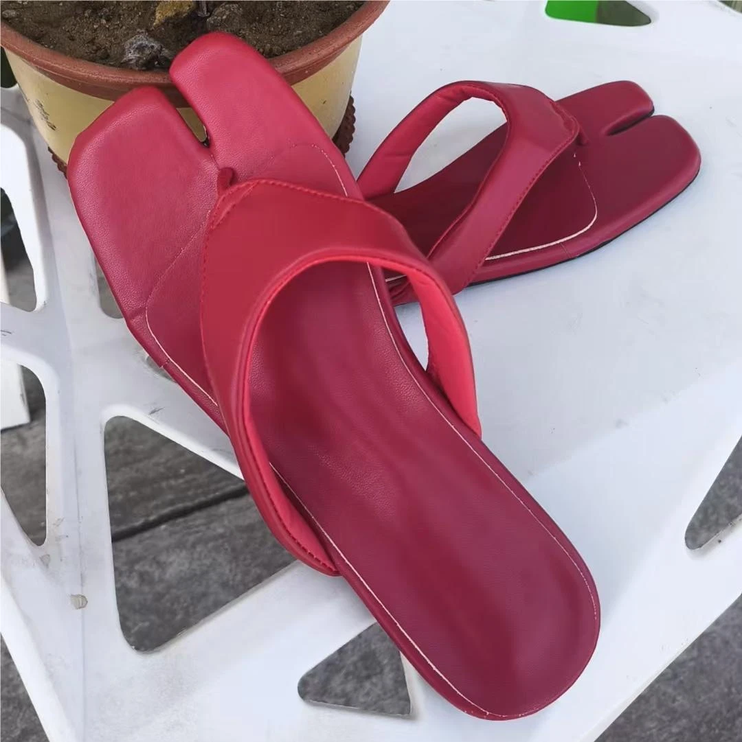 Split Toes Flats Clogs Sandals Women Slippers Slides Shoes Square Toe Flip Flops Clip Toe Casual Summer Beach Walking Sandalias