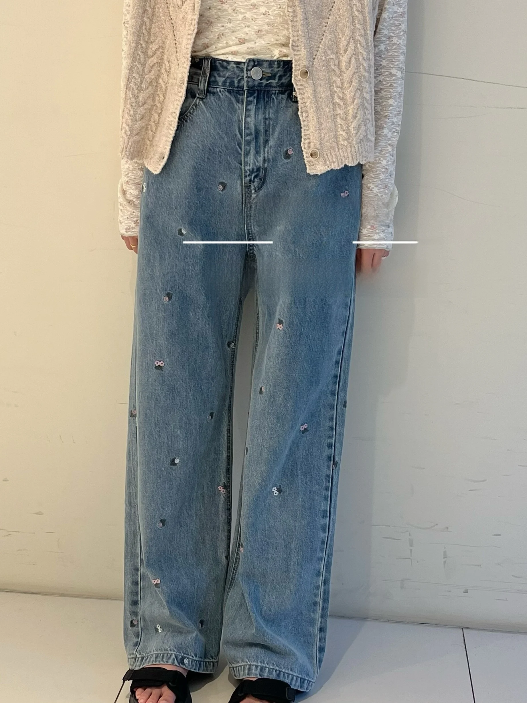 

High Waist Straight Leg Jeans Women's Fashion Casual High Elasticity Mid-Length Zipper Closure Blue Denim Pants for Ladies