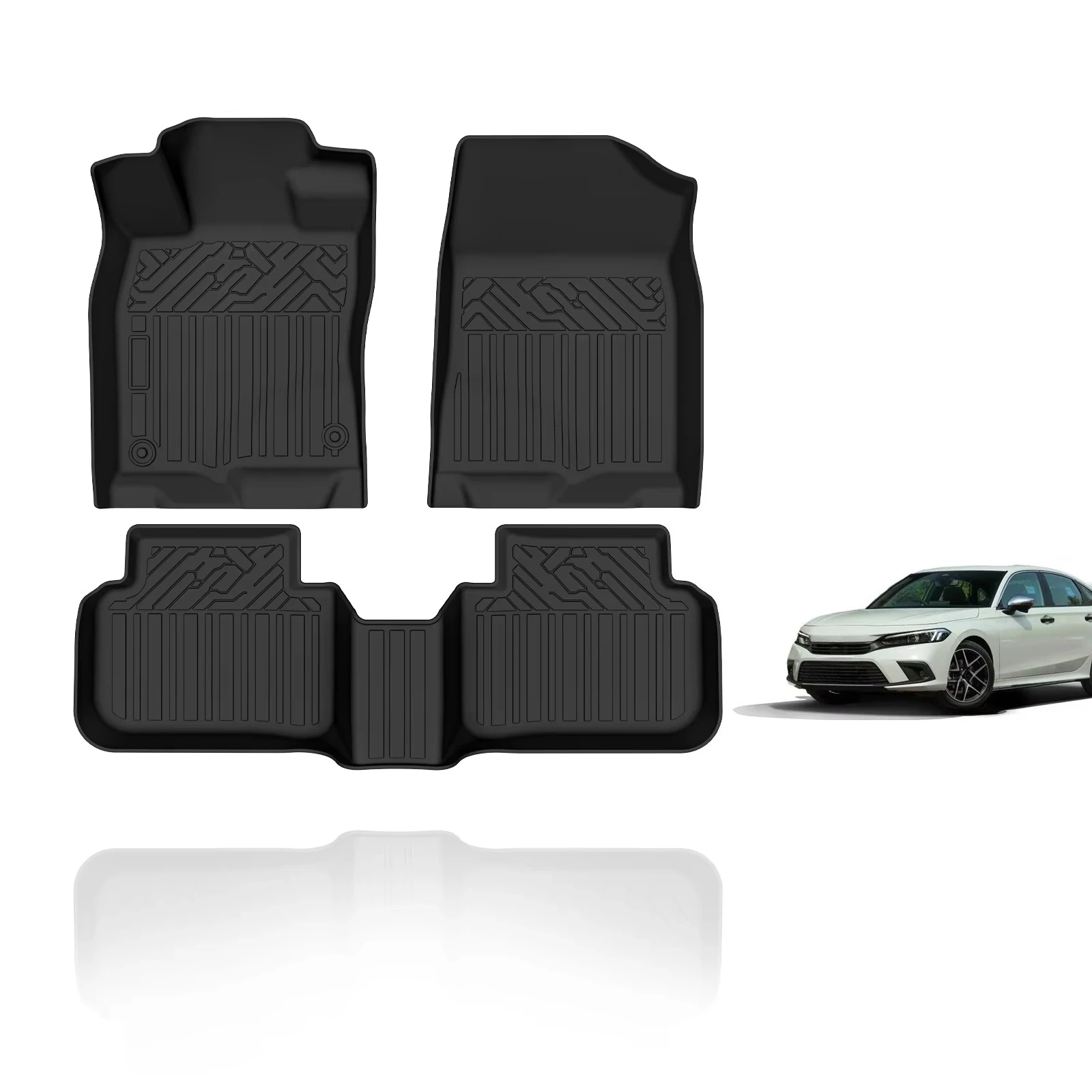 

High Quality 3D TPE Car Floor Mats Easy to Clean 3 Pieces All Weather TPE Car Mat Use for Civic 2022-2023