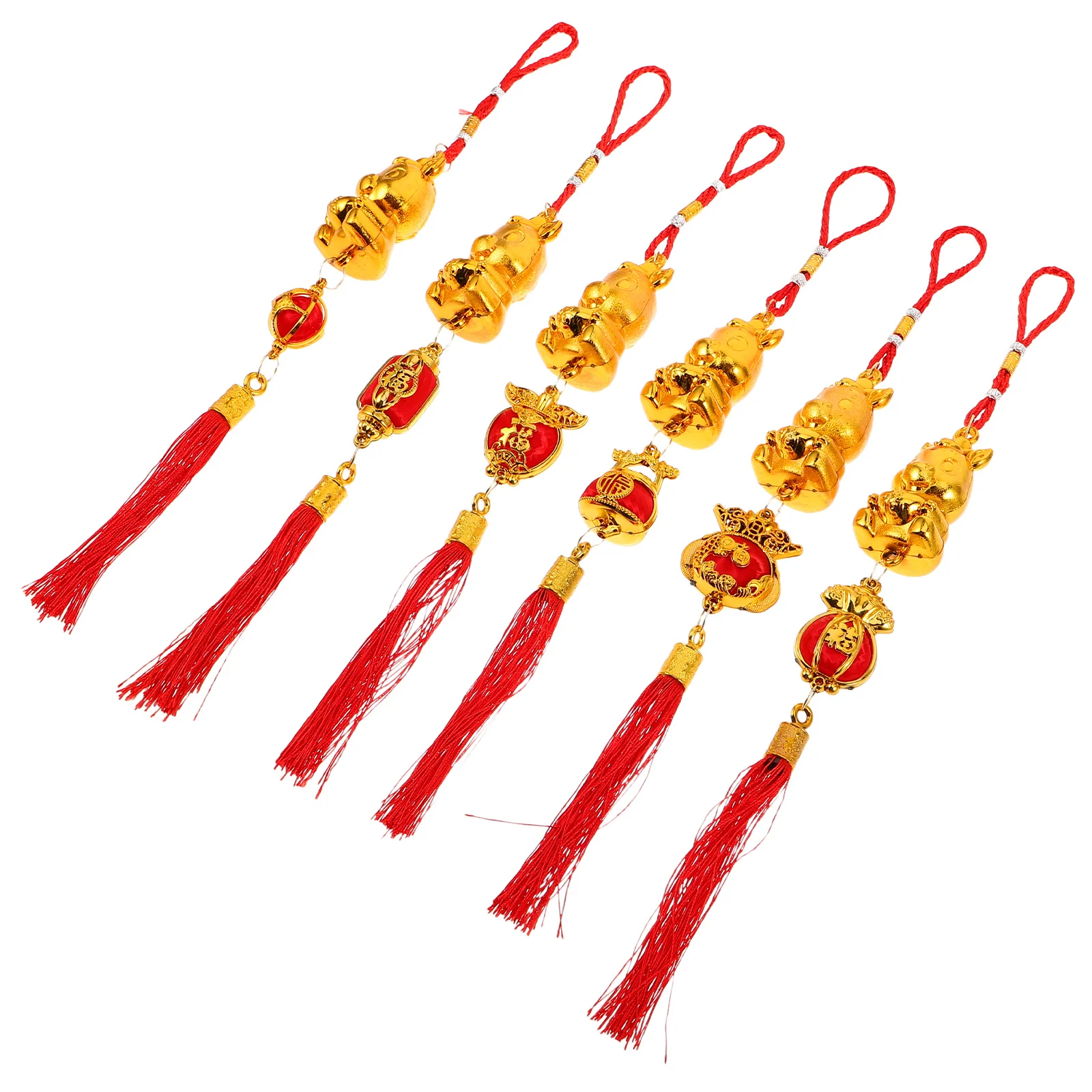 

6pcs Chinese New Year Pendant Bonsai Hanging Decor Spring Festival Decoration Lunar New Year Ornaments Home Party Supplies Door