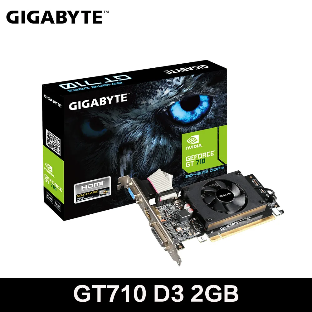 GIGABYTE новая игровая видеокарта GeForce GT710 2 ГБ GDDR3 64-битная видеокарта NVIDIA GV-N710D3-2GL игровая видеокарта