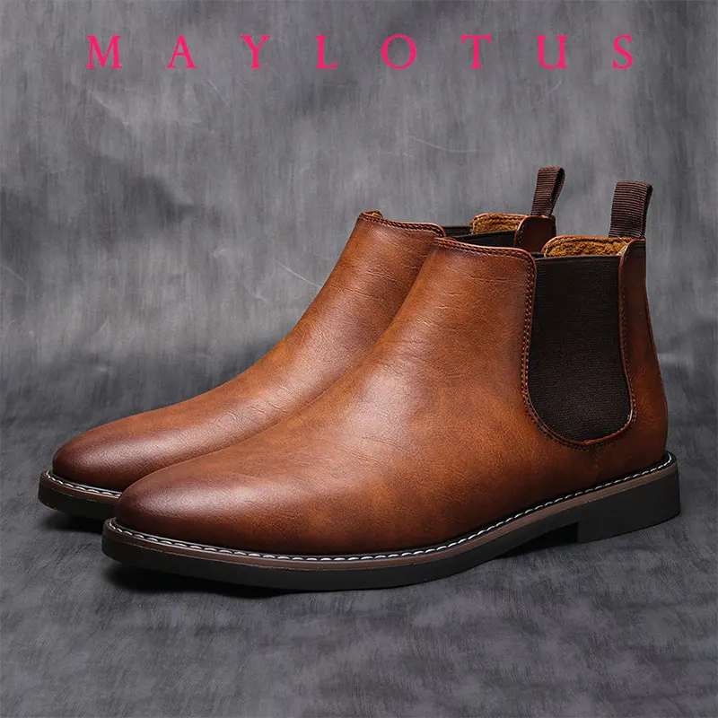 

Mens Dress Boots Fashion Chelsea Boots Brand Business Casual Leather Boot British Style Short Boots for Men Ankle Boot Botas