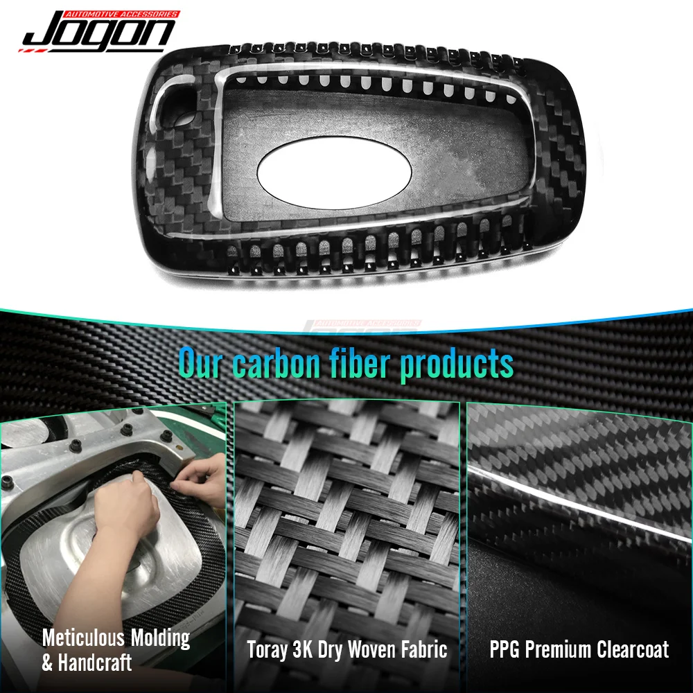 Dry CarbonFiber Car Key Case For Ford Mustang 2021 2022 2023 2024 5 Buttons Smark Key Cover Shell Accessories Car-styling