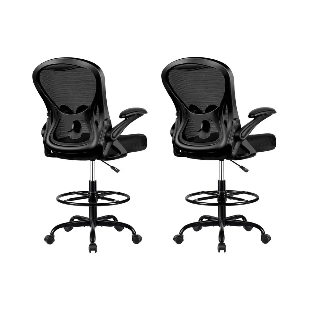 

Drafting Chair, Tall Office Chair Ergonomic Standing Desk Chair, Lumbar Support Computer Chair Swivel Task Rolling Chair with A