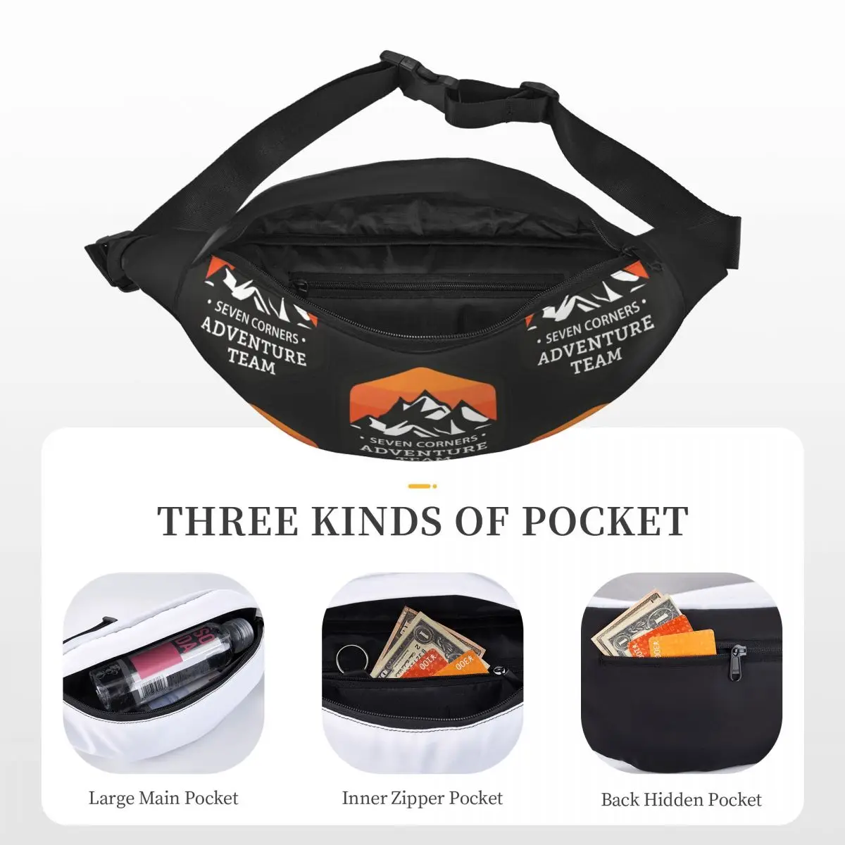 Adventure Logo Unisex Heuptas Multifunctionele Sling Crossbody Tassen Borst Tassen Short Trip Waist Pack