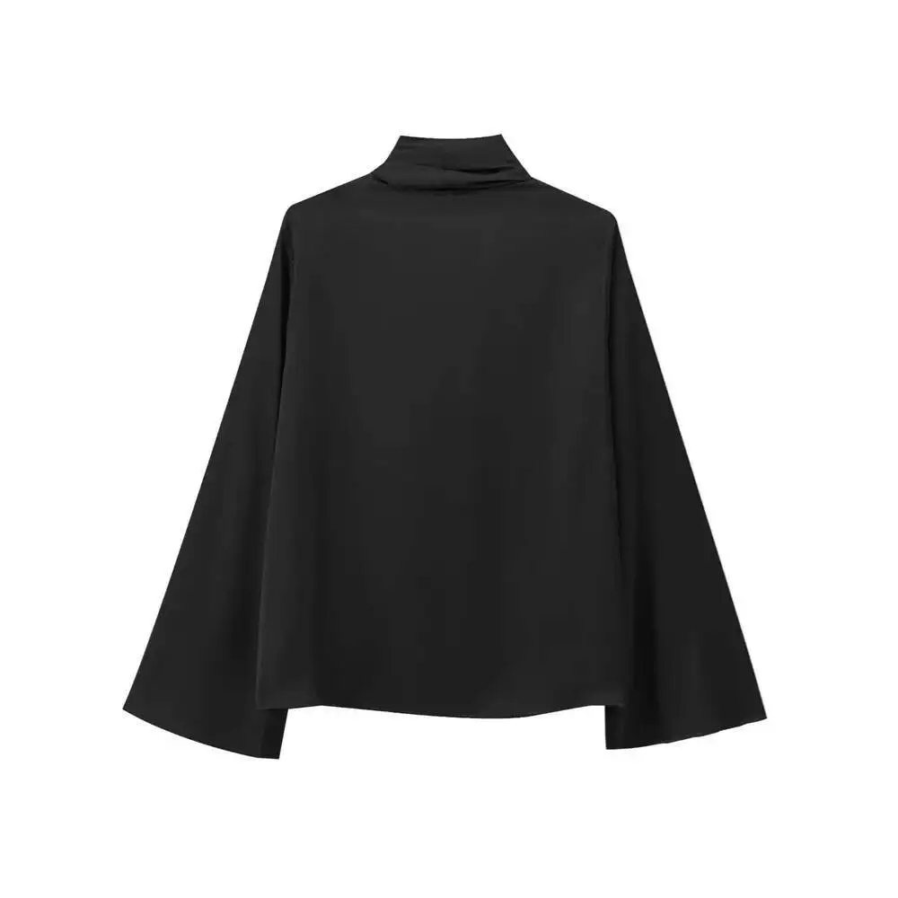 منتج جديد لخريف وشتاء 2025 ملابس نسائية غير رسمية قميص فضفاض على الموضة مزين بفيونكة ورقبة دائرية وأكمام طويلة