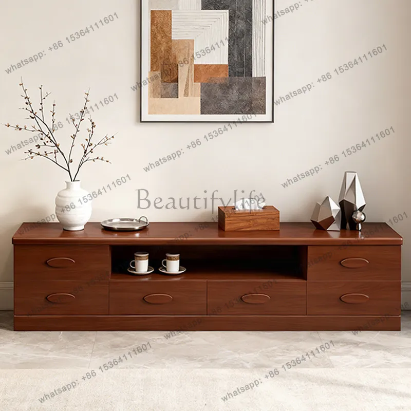 

Walnut medieval home living room combination cabinet small apartment locker