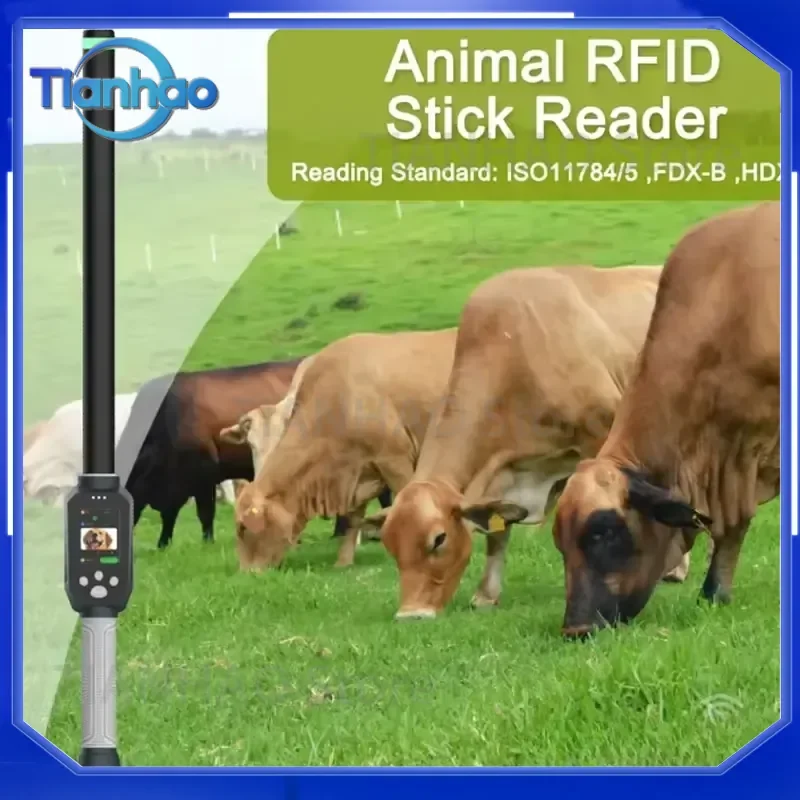 Handheld RFID Stick Reader for Animal Microchip Tube Glass Tag Antenna Bluetooth Farm Animal Reader