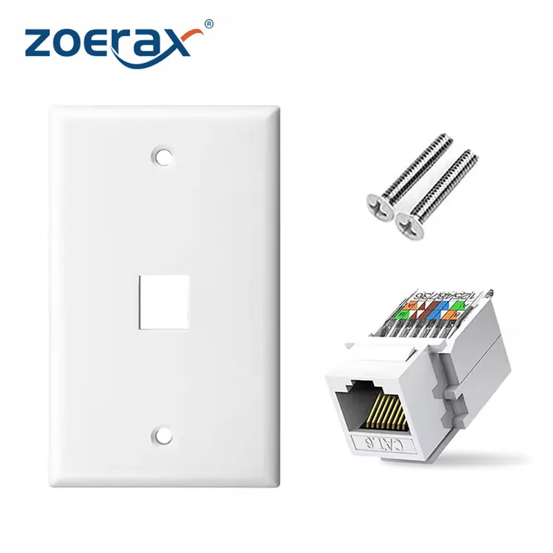 ZoeRax Tooless Cat6 Ethernet Wall Plate ,RJ45 Wall Plate,RJ45 Keystone Jack Connector Cover Plate for CAT6/5E Cable