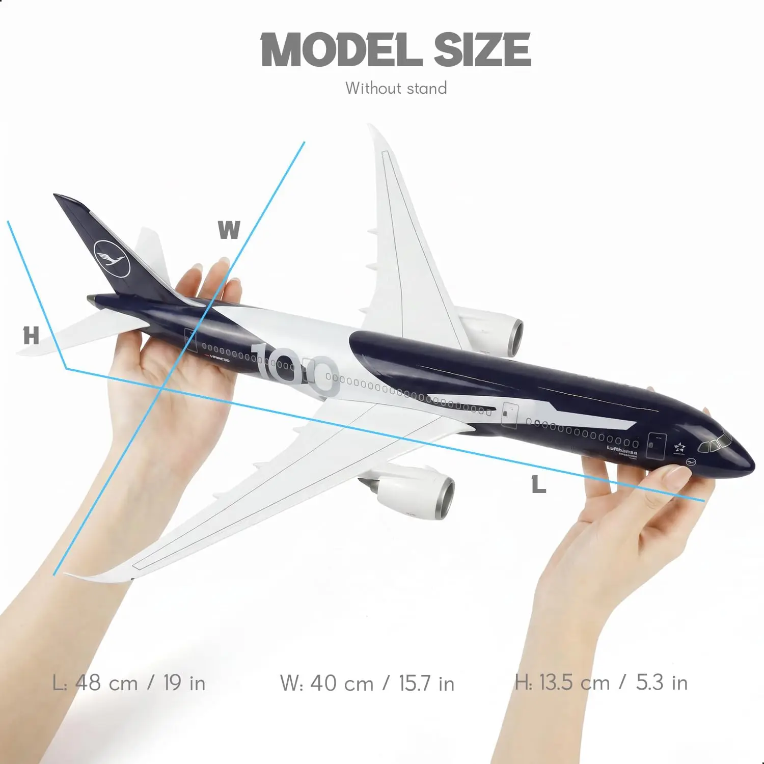 1/130 Large Scale Lufthansa B787 100TH Centennial Resin Diecast Airplane Model Kit with Stand for Adult Aviation Enthusiast Gift
