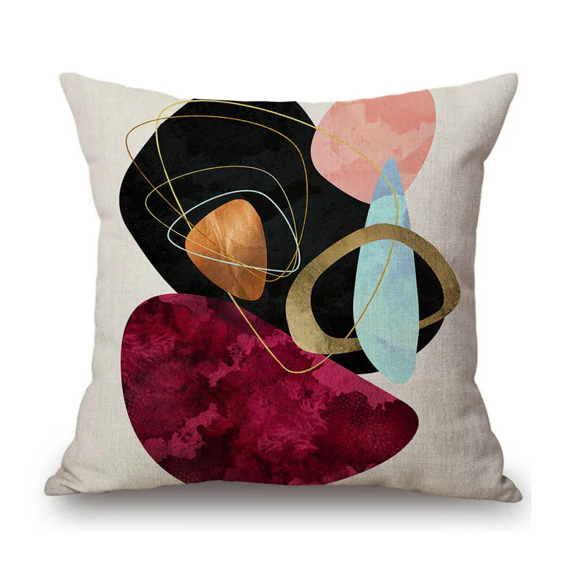 Nordic Geometric Irregular Marble Pebble Gild Home Decoration Art Sofa Throw Pillow Case Water Reistant Linen Car Cushion Cover